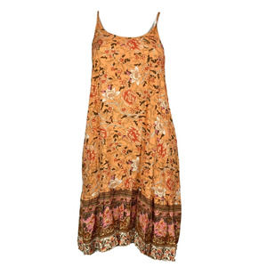 NWT Qearal Dress Womens Sz 2 Orange Brown Floral Slip Sundress Flowy Lightweight
